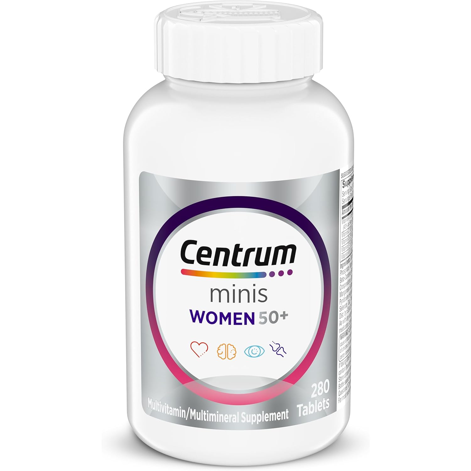 Centrum Minis Silver Women's Multivitamin for Women 50 Plus, Multimineral Supplement with Vitamin D3, B Vitamins, Non-GMO Ingredients, Supports Memory and Cognition in Older Adults - 280 Ct