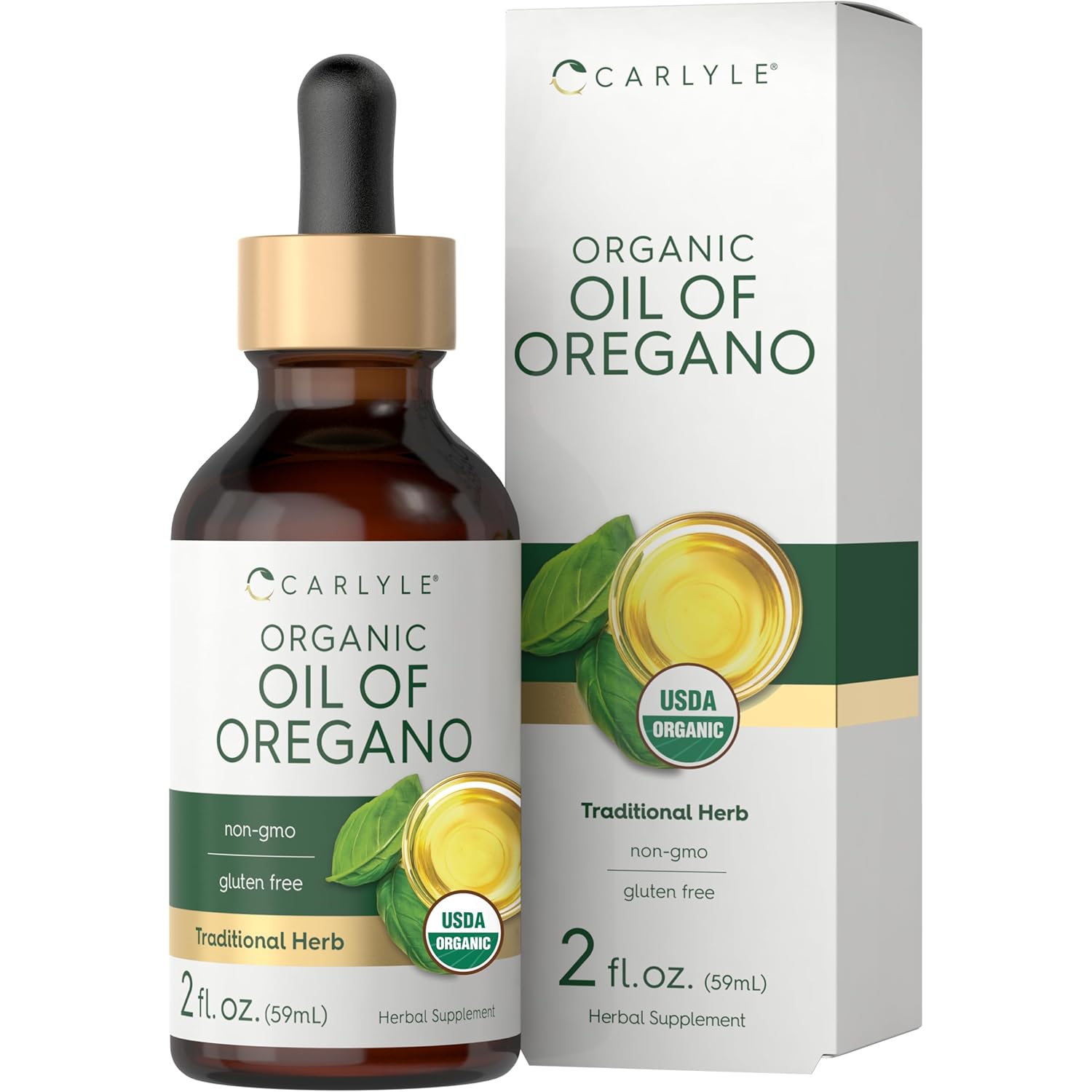 Carlyle Organic Oil of Oregano Liquid Drops | 2 fl oz | Vegan Herbal Supplement | Non-GMO, Gluten Free