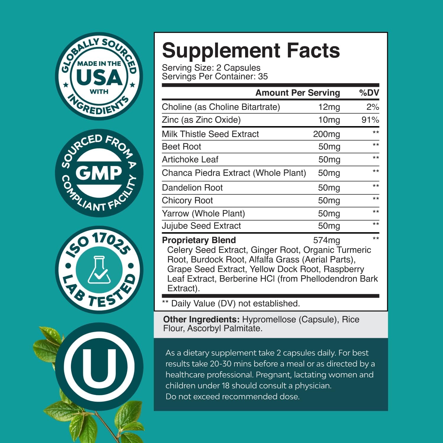 Liver Cleanse Detox & Repair - Milk Thistle Supplement for Digestion & Immune Health - Ginger Root, Choline & Dandelion Root - Herbal Liver Support with Silymarin, Beetroot & Artichoke - 70 Count - Image 3