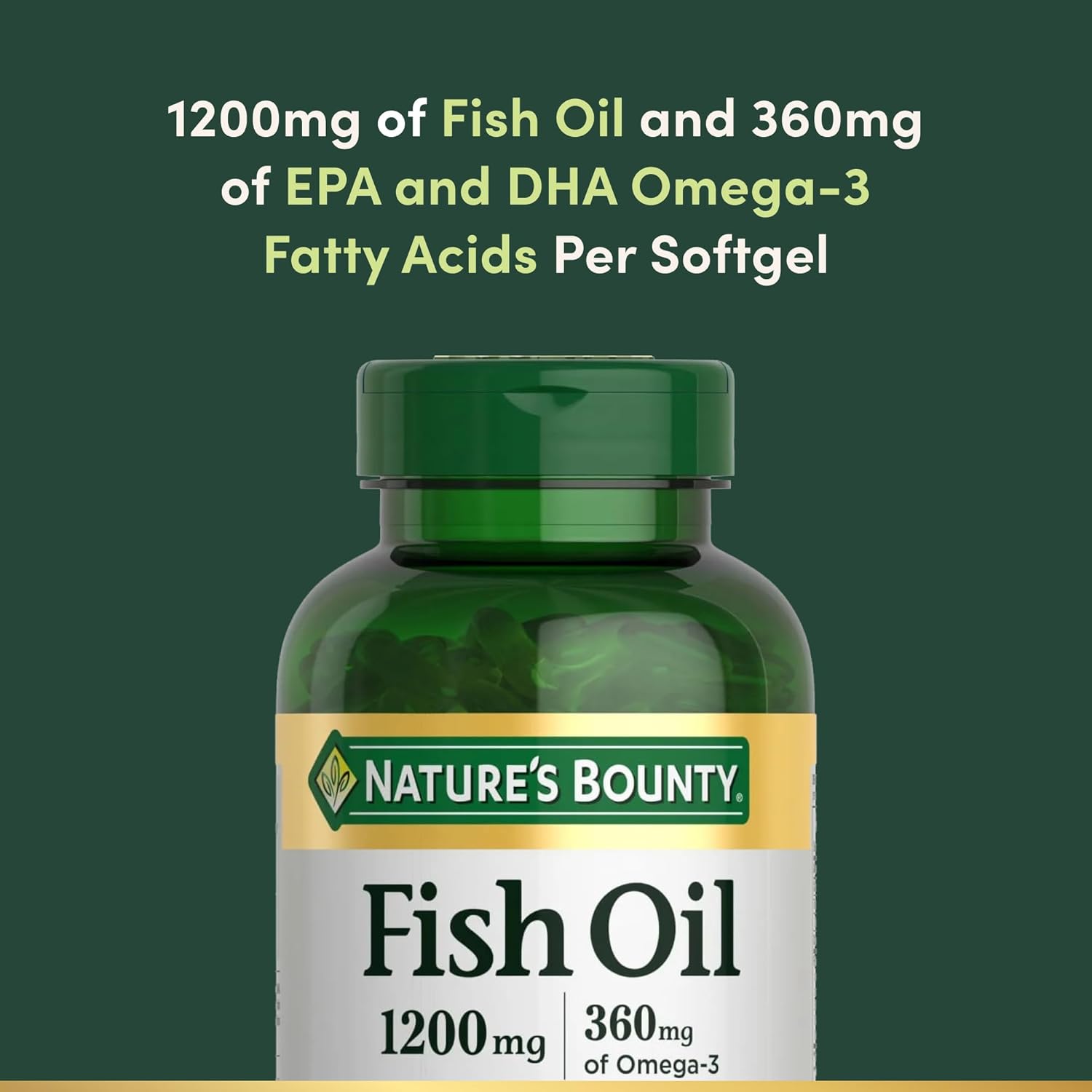 Nature's Bounty Fish Oil Omega 3 Supplements - Supports Heart Health, 1200 Mg Fish Oil, Omega-3, 200 Softgels (Pack of 1) - Image 3