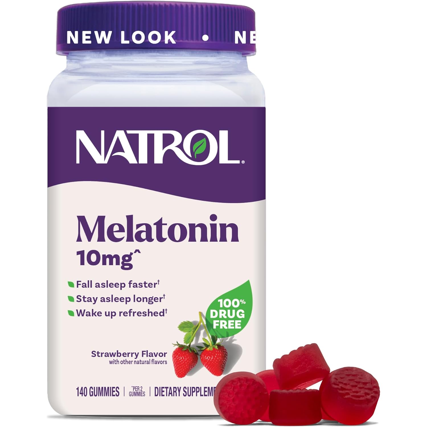 Natrol Melatonin Gummies, Sleep Support for Adults, Melatonin 10 mg, 140 Strawberry-Flavored, Up to 70 Days