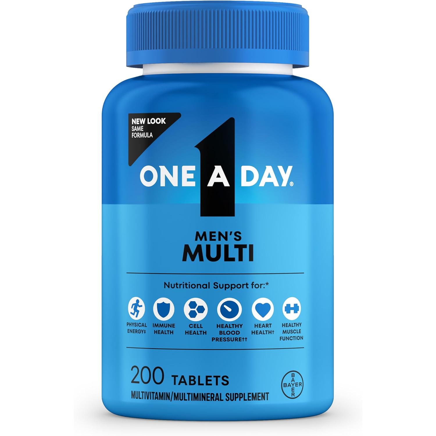 One A Day Multivitamin for Men - Daily Mens Multivitamins with Vitamin D, Zinc, Folic Acid, and B Vitamins, Physical Energy Support, 200 Count