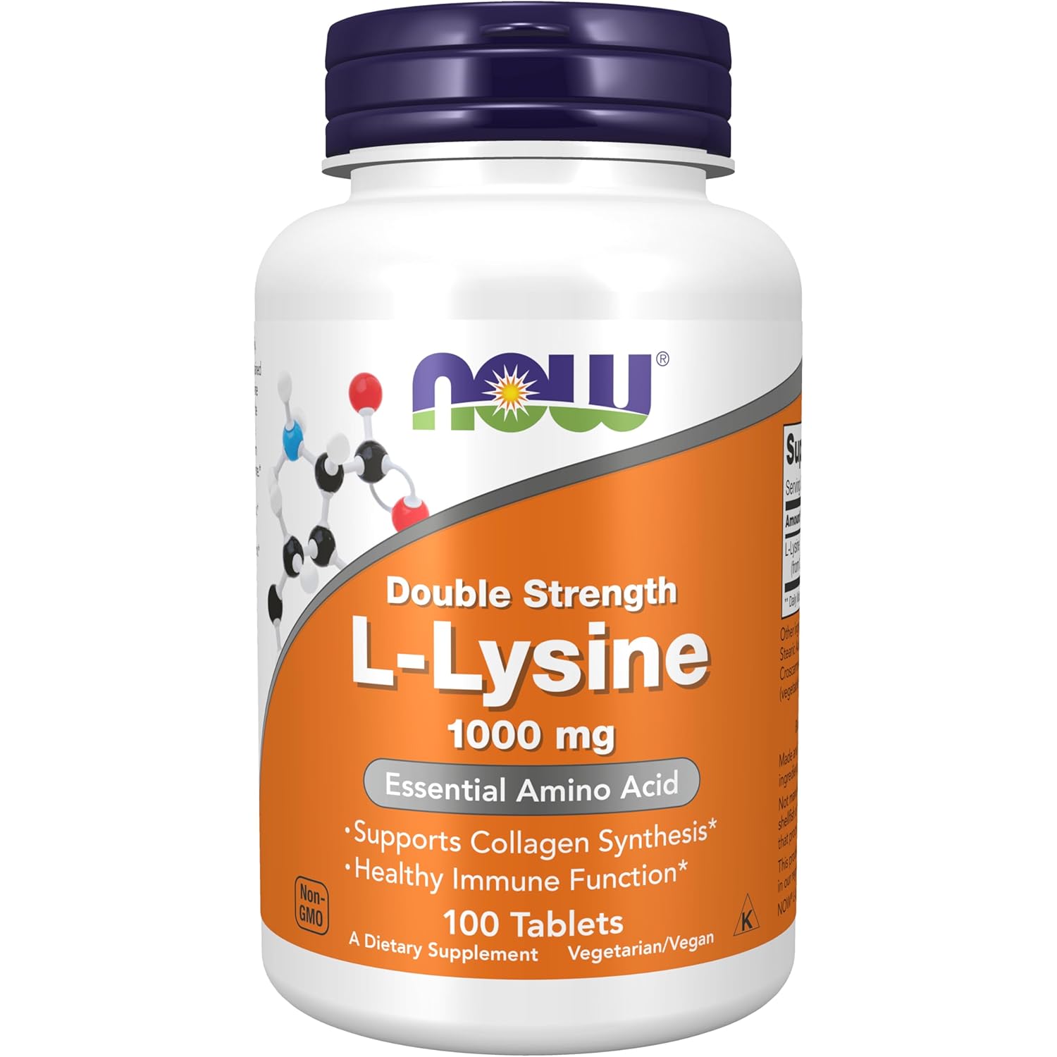 NOW Foods Supplements, (L-Lysine Hydrochloride) 1,000 mg, Double Strength, Amino Acid, 100 Tablets