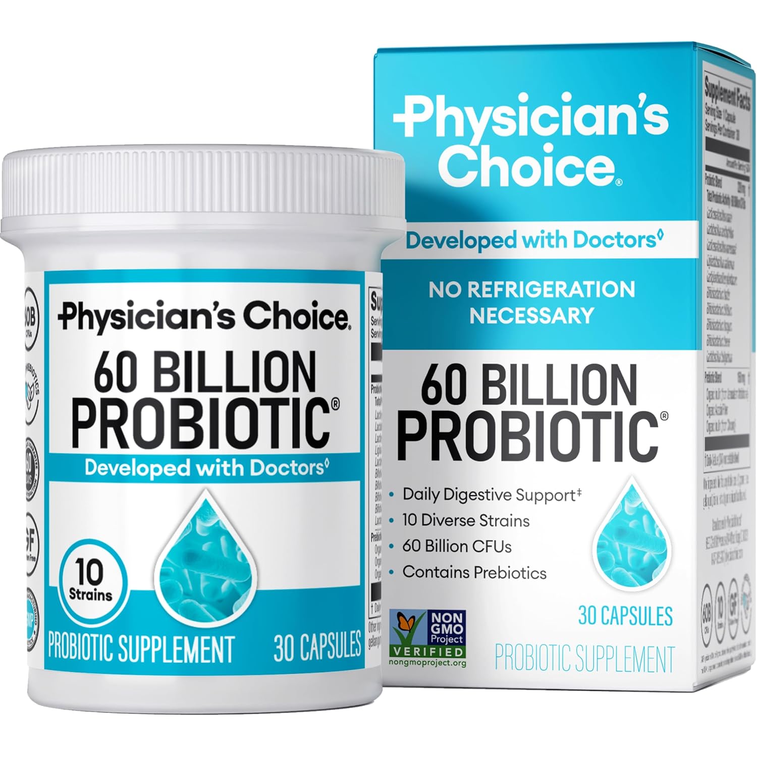 Physician's Choice Probiotics 60 Billion CFU - 10 Strains + Organic Prebiotics - Immune, Digestive & Gut Health - Supports Occasional Constipation, Diarrhea, Gas & Bloating - for Women & Men - 30ct