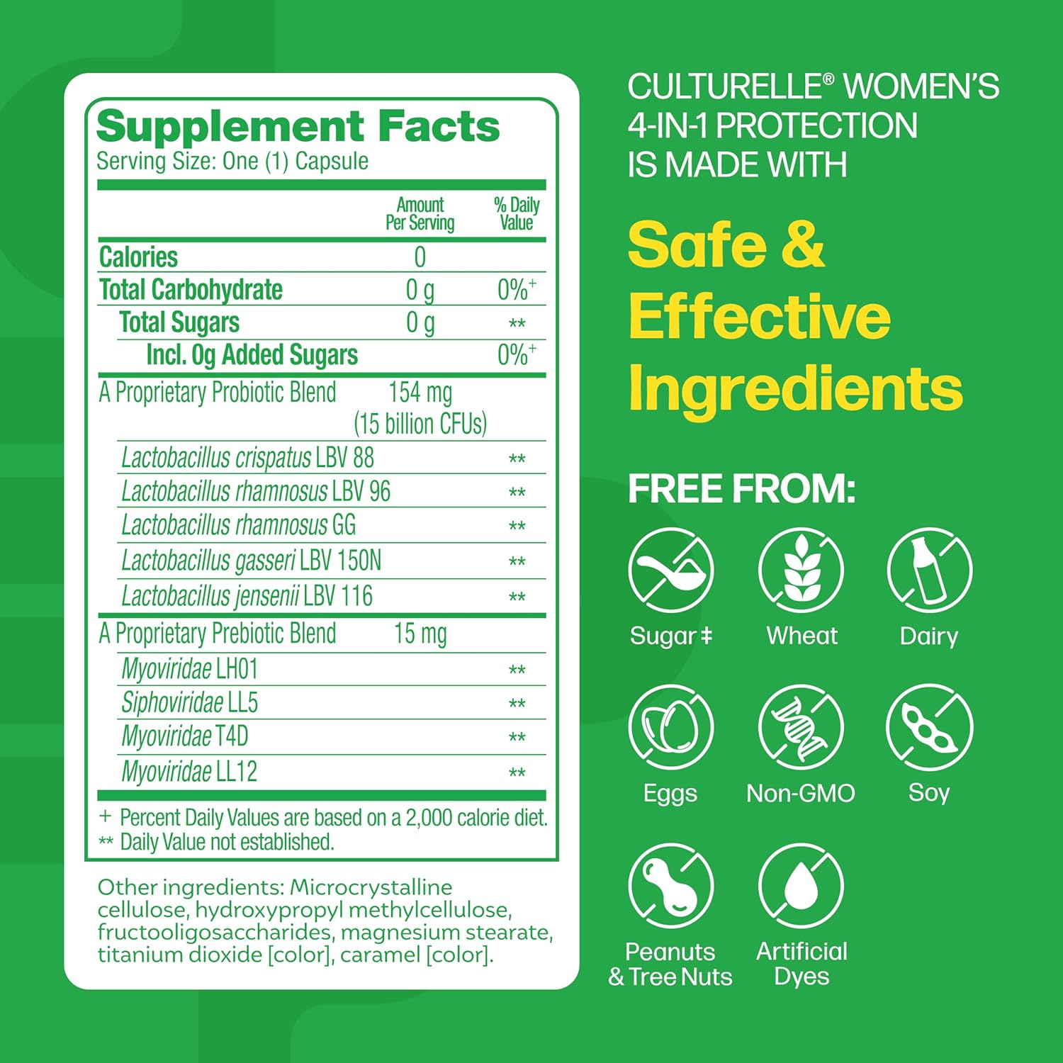 Culturelle 4-in-1 Probiotics for Women, Daily Probiotic & Prebiotic Supplement to Support Vaginal Health, Digestive Health, Immune Health, Occasional Diarrhea, Gas & Bloating Relief, Non-GMO, 30 Count - Image 2
