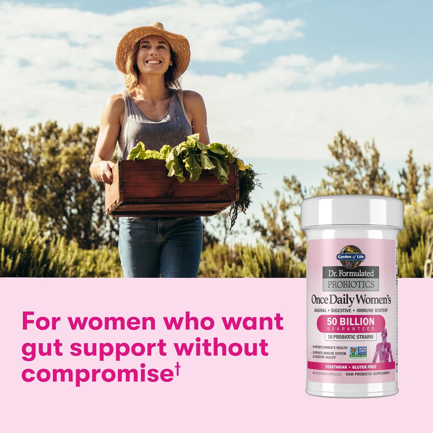 Garden of Life Once Daily Dr. Formulated Probiotics for Women 50 Billion CFU 16 Probiotic Strains with Organic Prebiotics for Digestive, Vaginal & Immune Health, Dairy Free, Shelf Stable 30 Capsules - Image 7