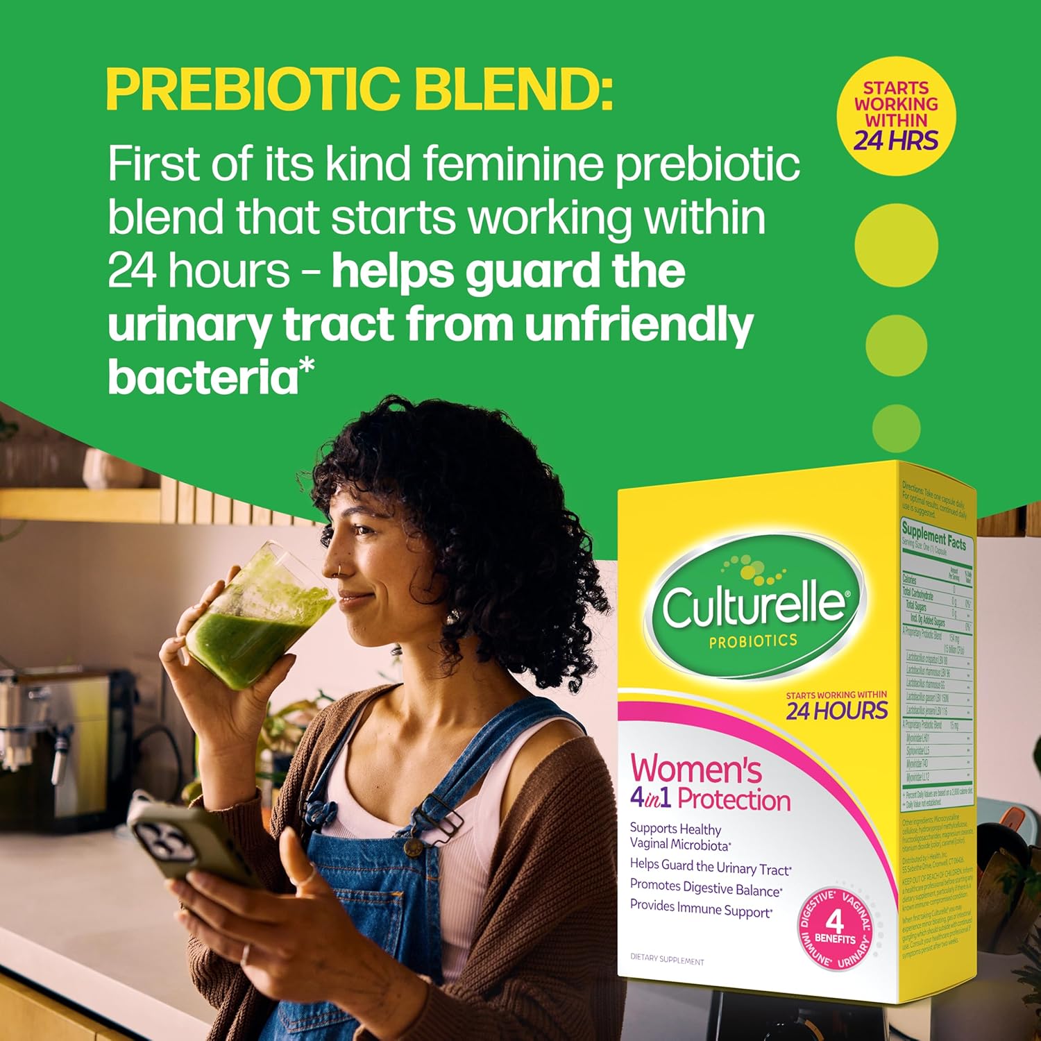 Culturelle 4-in-1 Probiotics for Women, Daily Probiotic & Prebiotic Supplement to Support Vaginal Health, Digestive Health, Immune Health, Occasional Diarrhea, Gas & Bloating Relief, Non-GMO, 30 Count - Image 5