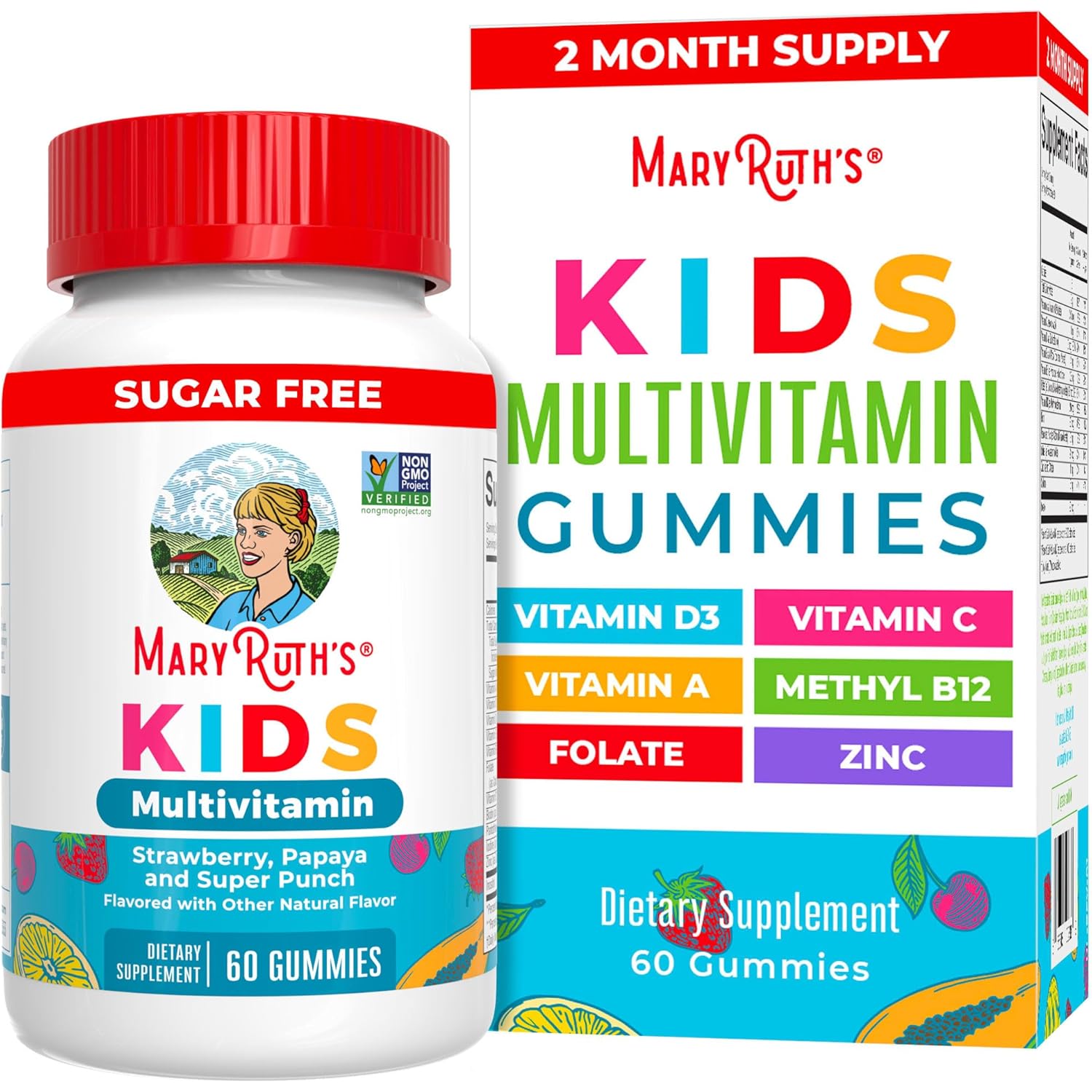 MaryRuth Organics Kids Vitamins | Multi | Sugar Free | 2 Month Supply | Kids Multivitamin Gummies for Ages 2+ | Vegan | Only 1 Gummy a Day | 60 Count