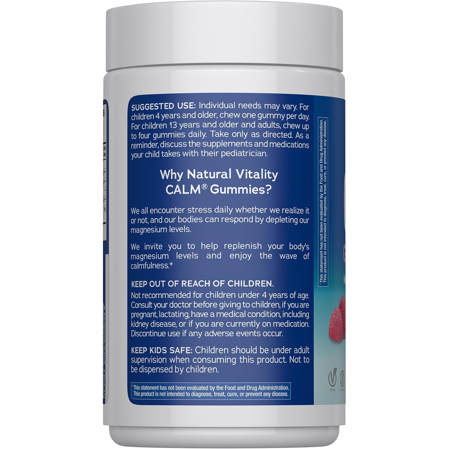 Natural Vitality Calm, Magnesium Citrate Supplement, Stress Relief Gummies, Supports a Healthy Response to Stress, Gluten Free, Vegan, Raspberry Lemon Flavored, 240 Gummies - Image 3