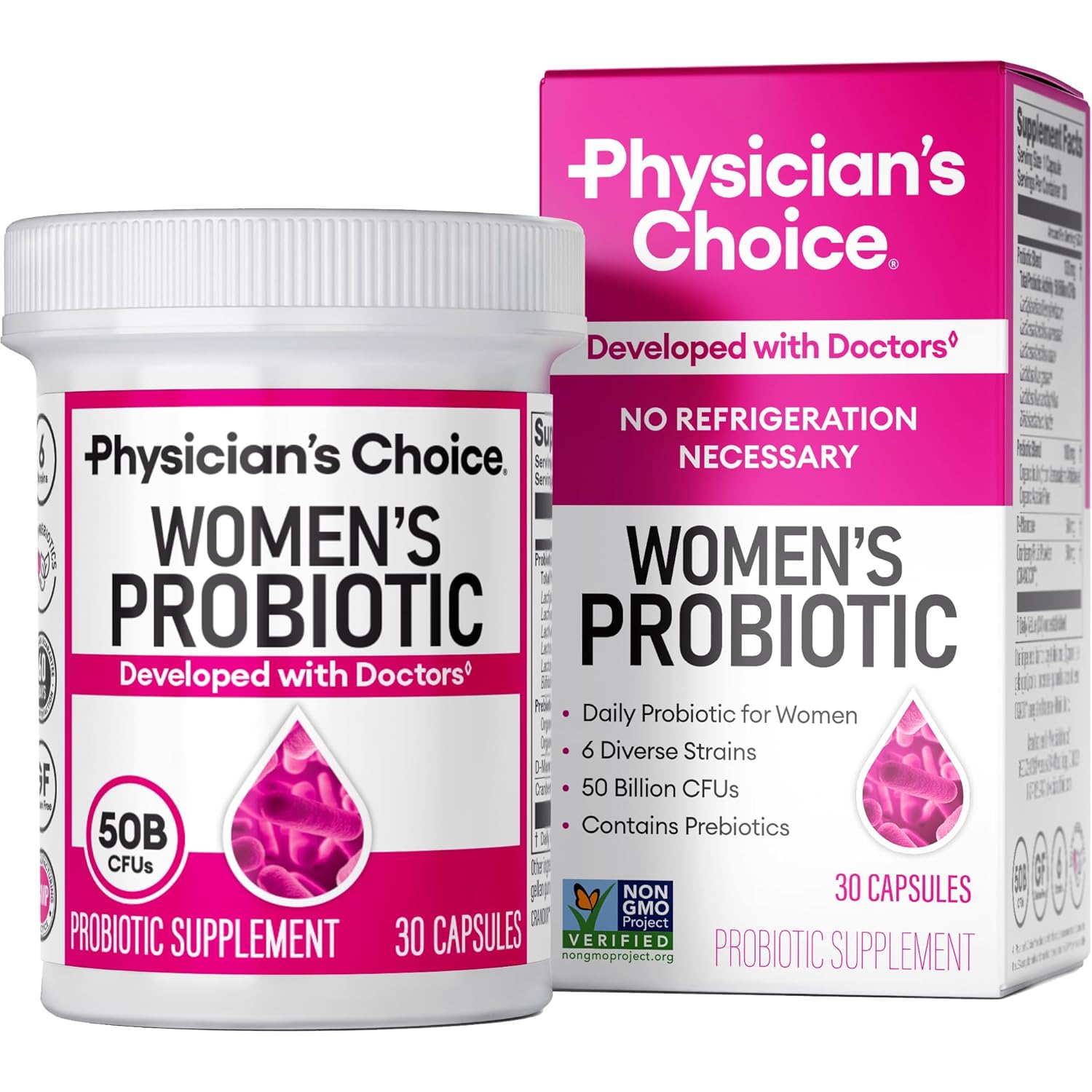 Physician's CHOICE Probiotics for Women - PH Balance, Digestive, UT, & Feminine Health - 50 Billion CFU - 6 Unique Strains for Her - Organic Prebiotics, Cranberry Extract+ - Women Probiotic - 30 CT