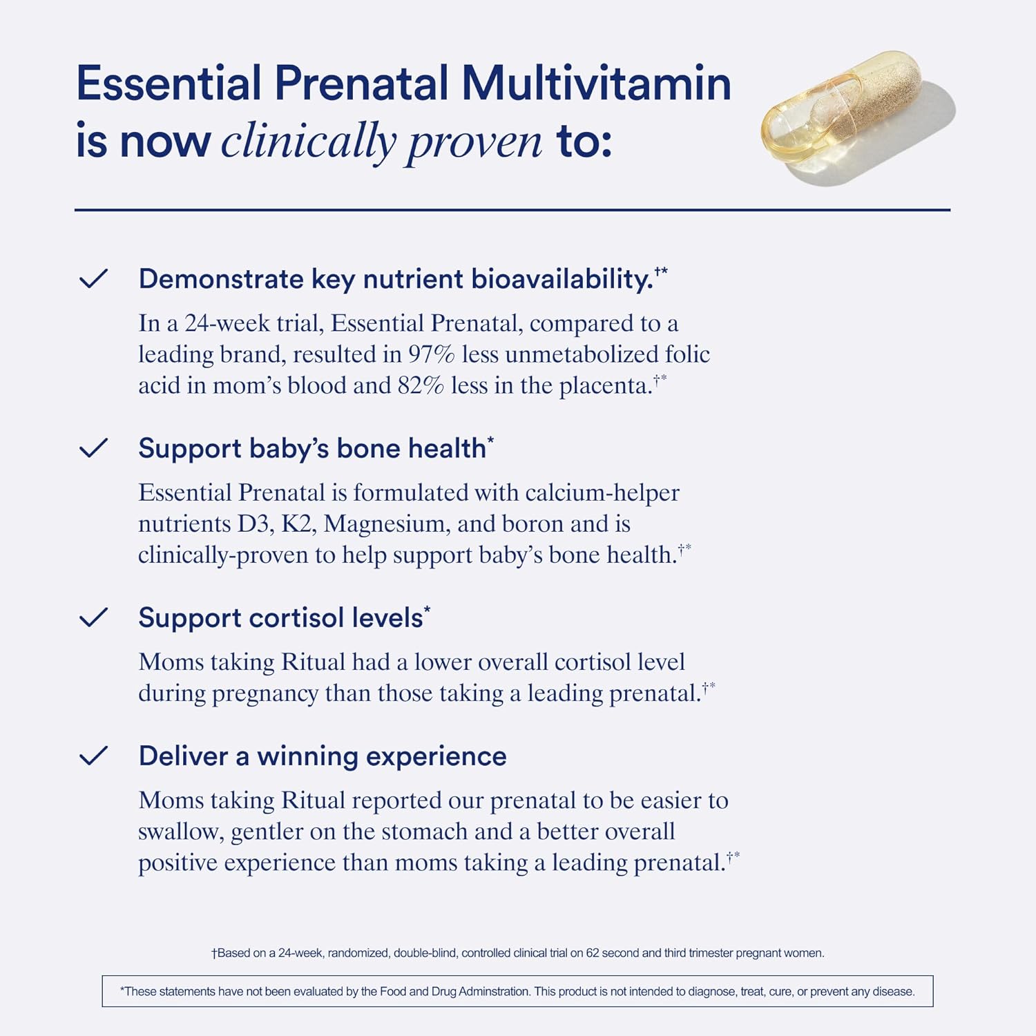 Ritual Essential for Women Prenatal Multivitamin: Folate & Choline for Neural Tube Support, Omega-3 DHA for Fetal Brain Development, Iron, Calcium-Helper D3 & K2, Non-GMO, Vegan, Citrus, 30 Days - Image 4