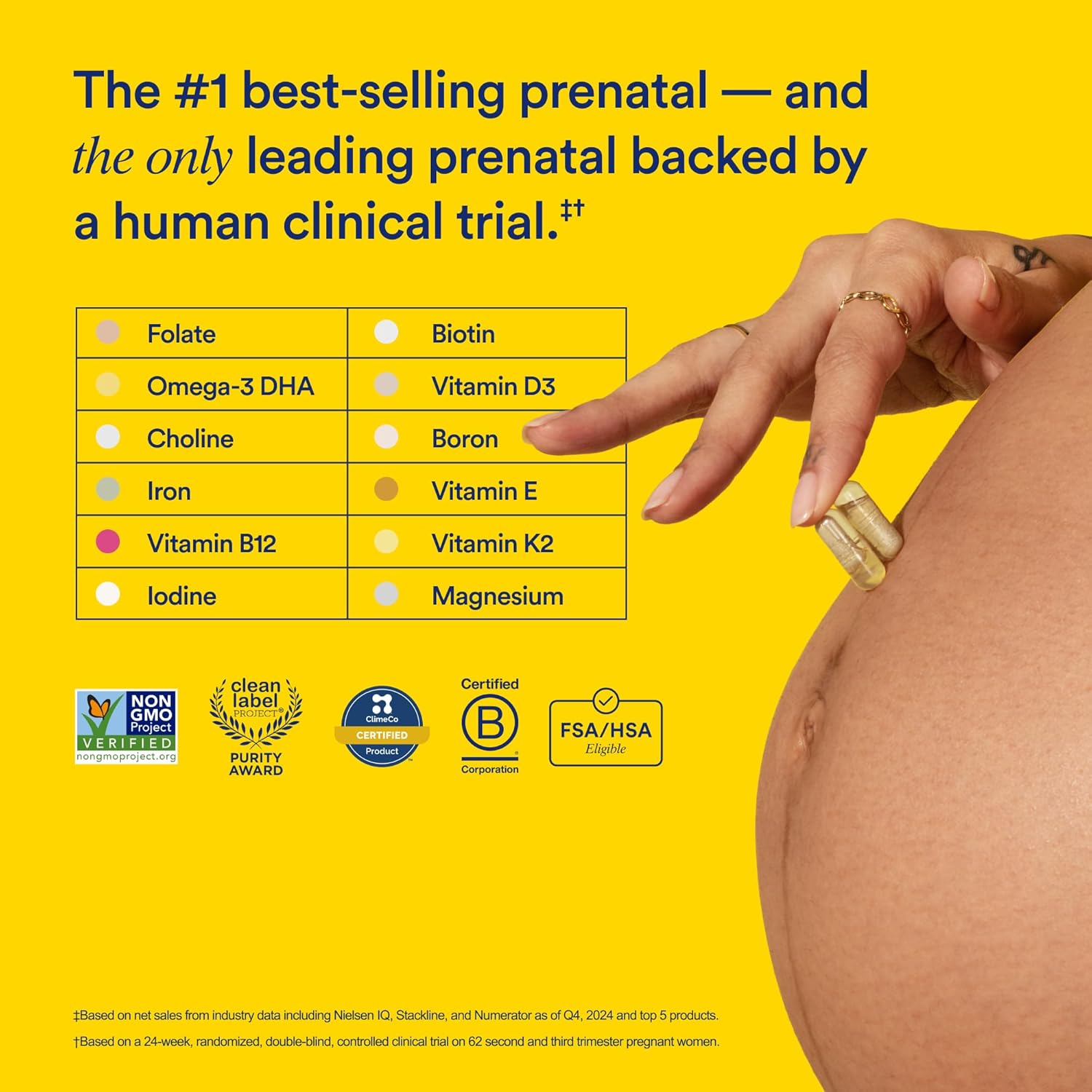 Ritual Essential for Women Prenatal Multivitamin: Folate & Choline for Neural Tube Support, Omega-3 DHA for Fetal Brain Development, Iron, Calcium-Helper D3 & K2, Non-GMO, Vegan, Citrus, 30 Days - Image 2