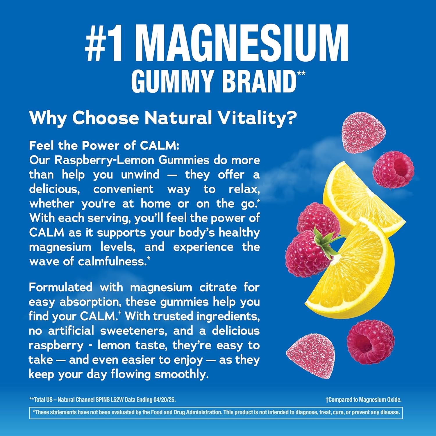 Natural Vitality Calm, Magnesium Citrate Supplement, Stress Relief Gummies, Supports a Healthy Response to Stress, Gluten Free, Vegan, Raspberry Lemon Flavored, 240 Gummies - Image 4